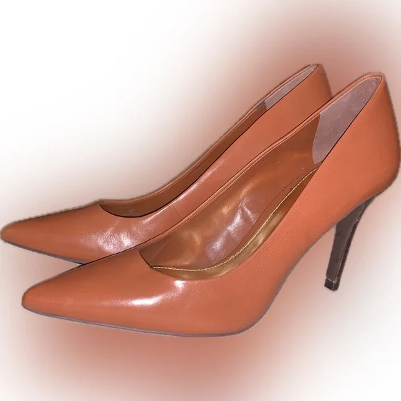 Ralph Lauren Alani Tan Leather Pump Stiletto Heels Pointed Toe - Picture 2 of 16